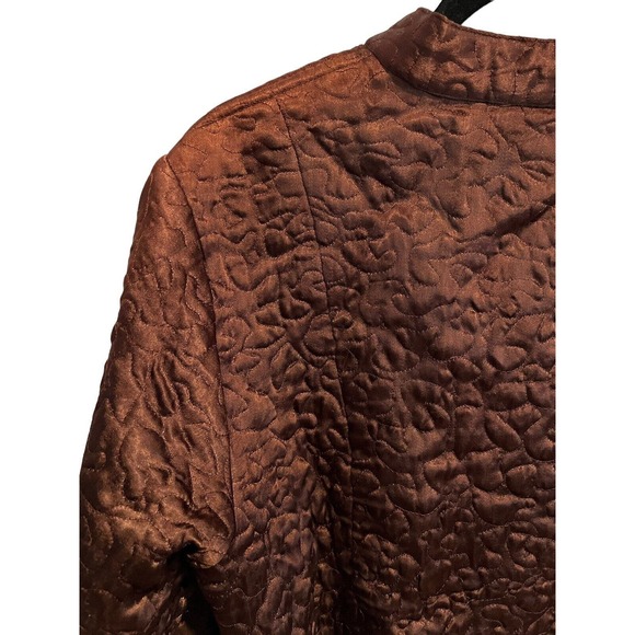 Vtg APRIL CORNELL Womens Quilted Jacket 100% Rayon Satin Brown Button Up Sz S - Picture 3 of 6